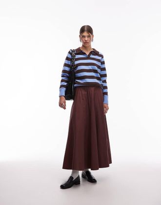 Asos Gonna lunga voluminosa marrone con fondo a ruota