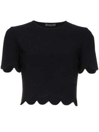 Alexander McQueen Scalloped Hem Top - Zwart