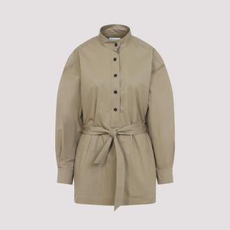 Saint Laurent Womens Camel Poplin Shirt - Sage Green Cotton - Size EU 38 (Womens)