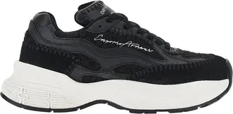 Emporio Armani Sneakers in maglia con dettagli in similpelle - - Shoes - Uomo - Nero - 37 EU