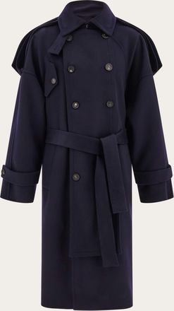 Ferragamo Men Oversize wool and cashmere coat Blue