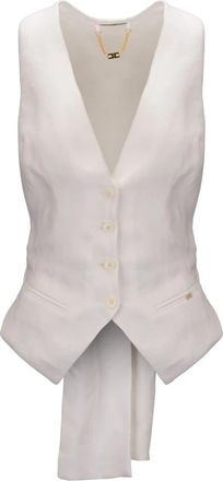 Elisabetta Franchi Vests - Dames - Bodywarmers - Wit - L - Leer - Jassen