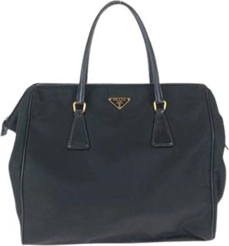 Prada Pre-owned Nylon Tessuto Logo Tote Bag - Dames - Vintage Handtas - Zwart - ONE Size - Nylon - Vintage