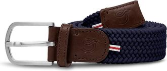 La Boucle Stretch elastic belt for men and women, soft braided belt with metal buckle, blue mens belt with one waist in stretch fabric