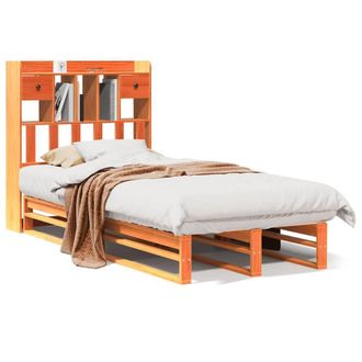 Berkfield Home Bookcase Bed without Mattress Wax Brown 100x200 cm Solid Wood Pine