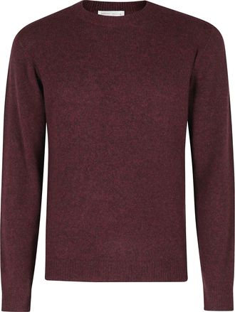 Roberto Collina Bordeaux Crew Neck Ribbed Merino-Camel Blend Sweater