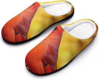Generic Cardinal Cute Bird Cotton Womens Slip-on Slippers Winter Warm House Shoes with Rubber Sole for Home Office Hotel