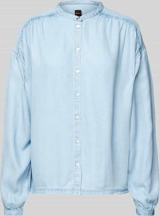 Boss Orange by Hugo Boss BOSS Orange Regular Fit Jeansbluse mit Stehkragen Modell Bizzan in Hellblau, Größe 42