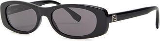 Fendi Narrow Rectangle-frame Sunglasses - Black - One Size