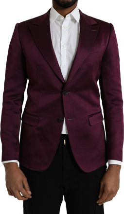 Dolce & Gabbana Mens Burgundy Satin Blazer Slim Fit - Purple Silk - Size EU 46 (Mens)