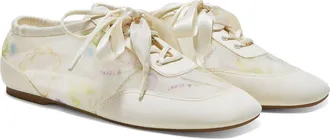 Vivaia Healing Garden | Cristina Square-Toe Lace-Up Sneakerinas in Cream-French Floral Pnt at Nordstrom, Size 10