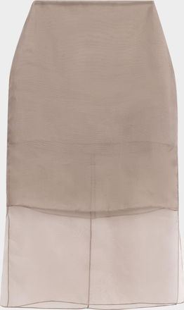 Brandon Maxwell Brett Layered Silk Organza Midi Pencil Skirt