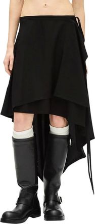 Ann Demeulemeester Rokken, Dames, Zwart, 2Xs, Asymmetrische wikkelrok