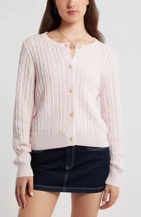 BP. Button Front Cotton Blend Cardigan in Pink Primrose at Nordstrom, Size Xx-Small