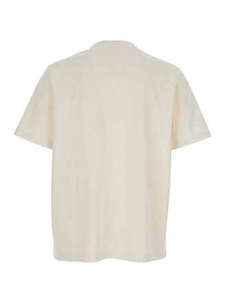 Maison Kitsun&eacute; Mens T-Shirt Logo Beige Cotton Organic T-Shirts And Polos