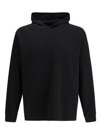 Herno Wafelgebreide hoodie - Zwart