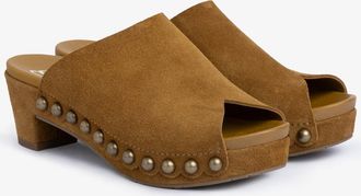 Pedro Garcia Clog in brown suede with metallics studs | Nain | Fall Winter 26 |