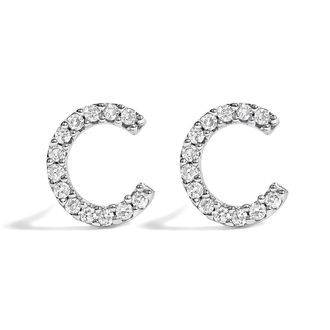 House of Brilliance 10K Gold 1/10 Cttw Diamond Initial A to Z Stud Earring