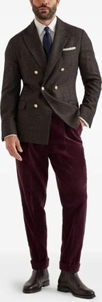 Brunello Cucinelli Brunello Cucinelli Mens Prince Of Wales One-and-a-half Breasted Blazer With Metal Buttons - Grey Silk - Size EU 50 (Mens)