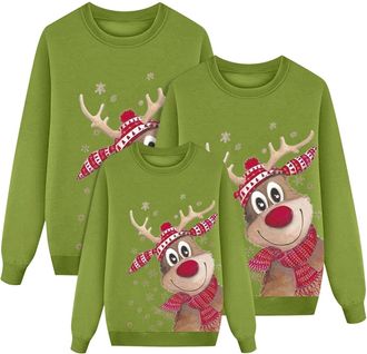 Generic Family Reindeer Matching Sweatshirts Festive Ugly Christmas Jumper Set for Family Photos Matching Holiday Pullovers Holiday Sweat Shirts Outfit for Ad