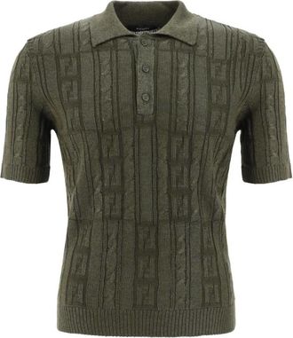 Fendi Mens FF Wool Blend Knit Polo Shirt, Brand Size 50 ( US Size 40 )