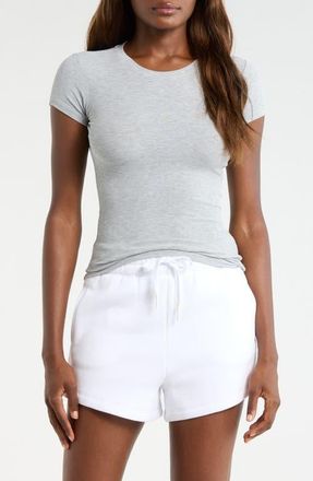 Lord & Taylor Rib Baby T-Shirt in Heather Concrete at Nordstrom, Size X-Small