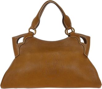 Cartier Cartier Marcello Handbag Leather Brown Leather Handbag (Pre-Owned)