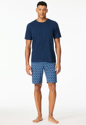 Schiesser Shorty SCHIESSER Casual Essentials, Herren, Gr. 48, dunkelblau, Single Jersey, Obermaterial: 100% Baumwolle, bequem ca. Mitte Oberschenkel, Rundhals, 