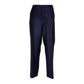 BRIGLIA 1949 Broeken, Heren, Blauw, L, Wol, Wijde Pijp Wol Chino Broek