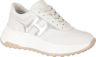 Hogan Hi-Fi Gold H Logo Leather Sneakers