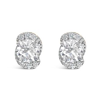 House of Brilliance 10K Yellow Gold Plated.925 Sterling Silver 2.0 Cttw Lab Grown Diamond Galaxy Halo Stud Earrings