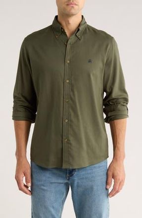 Brooks Brothers Regular Fit Flannel Cotton Button-Down Shirt in Olive at Nordstrom Rack, Size Xx-Large
