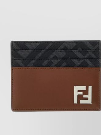 Fendi leather and canvas card holder