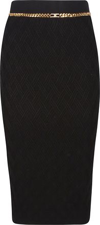 Elisabetta Franchi High Waisted Viscose-Blend Midi Skirt