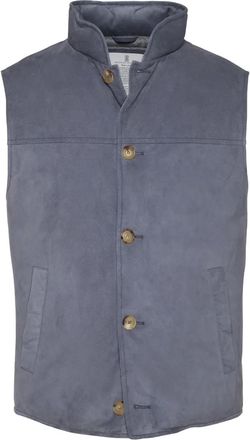Brunello Cucinelli Gilet in pelle scamosciata con bottoni - Blu