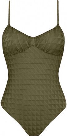 Acacia Womens Linden Triangle Full Piece Loden Swimsuit In Olive Green