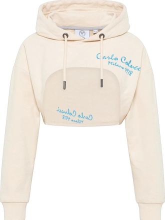 Carlo Colucci Hoodies & sweatvesten, Dames, Wit, L, Katoen, Cropped Oversized Sweatshirt