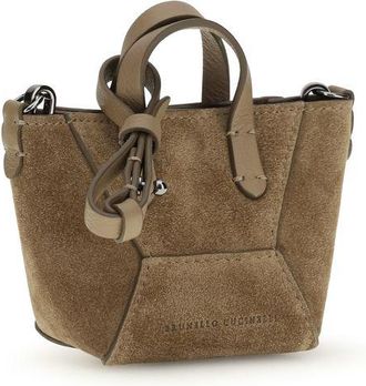 Brunello Cucinelli Womens Brown Calf Leather Bos Taurus Shoulder Bag