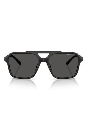 A|X Armani Exchange 57mm Pilot Sunglasses in Matte Black /Dark Grey at Nordstrom