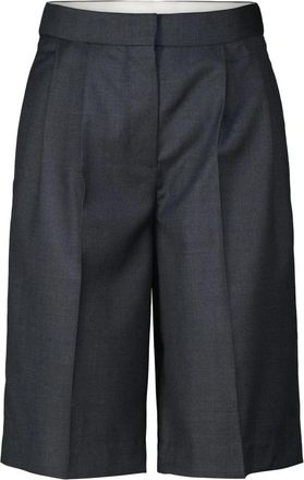 Loulou Studio Wollen Bermuda Shorts met Hoge Taille - Dames - Korte Broeken - Grijs - 2XS - Wol - Korte Broeken