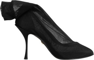 Dolce & Gabbana Womens Mesh High Heel Bow Pumps - Black Silk - Size EU 38