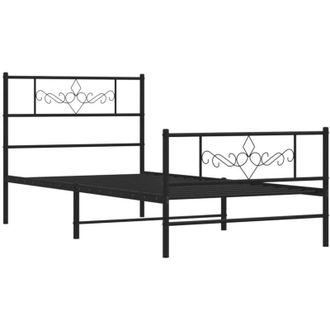 vidaXL Estructura Cama Sin Colch&oacute;n Con Estribo Metal Negro 107x203 Cm Vidaxl