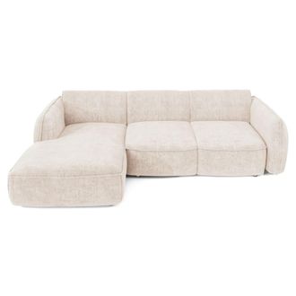Sia Home Sof&aacute; cama esquina izquierda 4 plazas tejido de terciopelo crema