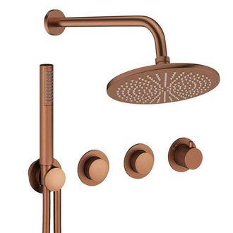 Crosswater Module Regendoucheset inbouw - 3 hendels - 30cm douchekop - handdouche - wandarm - geborsteld brons