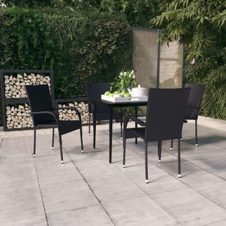 vidaXL Juego De Comedor Para Jard&iacute;n 5 Piezas Negro Vidaxl