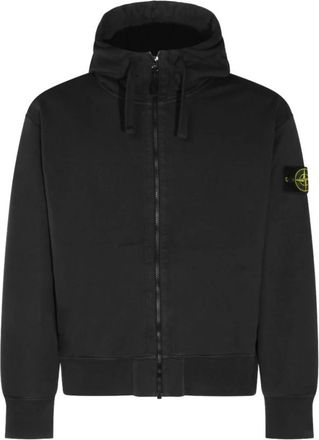 Stone Island Garment Dye Zip Through Hoody - Heren - Vesten met rits - Zwart - 2XL - Katoen - Hoodies & sweatvesten