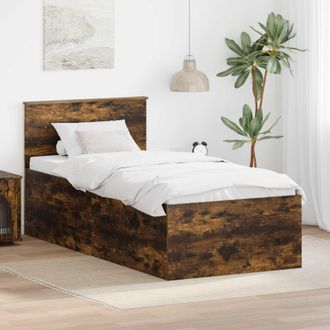 vidaXL Estructura De Cama Con Cabecera Roble Ahumado 75 X 190 Cm Vidaxl