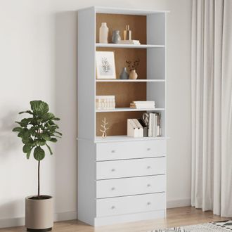 vidaXL Vidaxl - Librer&iacute;a Con Cajones Alta Madera De Pino Blanco 77x35x186,5 Cm