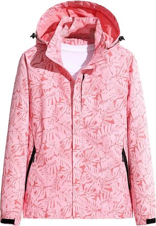 Generic Waterproof Jackets Women Plus Size Ladies Coat Solid Outdoor Sportswear with Hood Windproof Warm Winter Hooded Outerwear Sunscreen Jacket Tops for Out