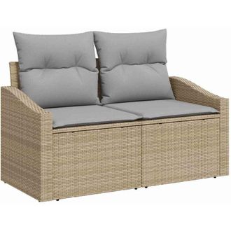 vidaXL Sof&aacute; De Jard&iacute;n Con Coj&iacute;n Beige 123 X 62 X 69cm Rat&aacute;n Sint&eacute;tico Vidaxl